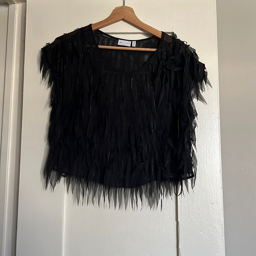 ASOS Faux Feather Tee in Black